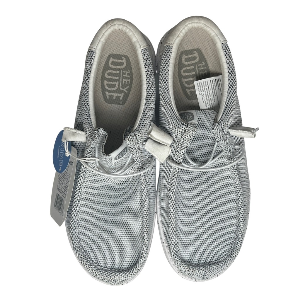 Hey Dude Wally Sox Wide Men 10E Stone White Mesh Slip On Casual Loafers NEW - Picture 6 of 6